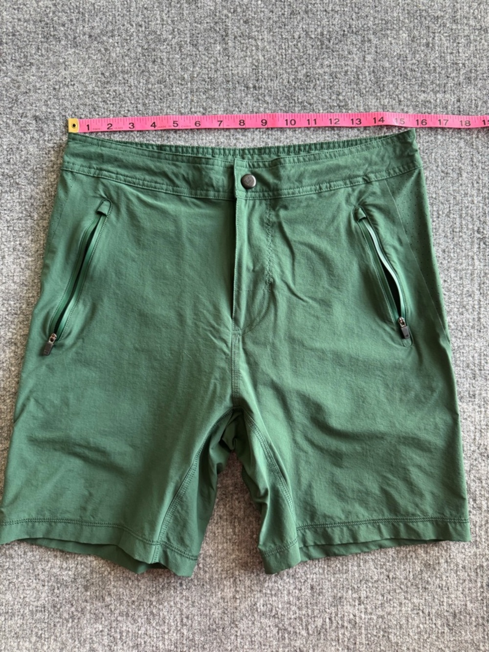 Mack Weldon Stretch Active Mens Shorts Hunter Green Zip POckets SMALL - Picture 10 of 11